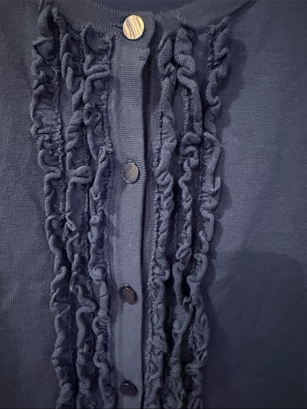 Amber Sun Blue Ruffle-Front Button Top - Picture 3 of 5